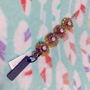 J crew pink yellow crystal 3d flower bracelet new with tags